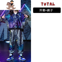 YueBin儿童架子鼓演出服男童街舞套装表演衣服帅气嘻哈潮元旦女童爵士舞套装童