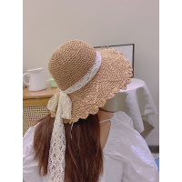 富名洋草帽女夏天可折叠沙滩帽女度假遮阳帽韩版潮渔夫帽草帽盆帽ins款