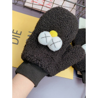 富名洋可爱挂脖包指手套女冬天连指韩版保暖加绒加厚学生骑车用毛绒手套