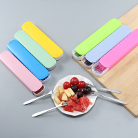 304不锈钢水果叉子优质水果签甜品叉月饼叉蛋糕叉10支装送盒