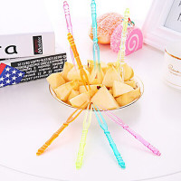 纳丽雅 一次性水果叉塑料蛋糕叉混色一次性塑料小叉子150只装 颜色随机(有需要联系在线客