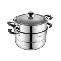 苏泊尔(SUPOR) 好帮手304不锈钢双层复底蒸锅SZ26B5白色蒸笼汤锅26cm燃气灶电磁炉通用蒸煮锅锅具苏泊尔炊具