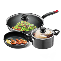 苏泊尔(SUPOR )锅具TP1617K锅具套装组合三件套不粘锅少油烟平底汤炒煎锅铝合金基材电磁炉通用