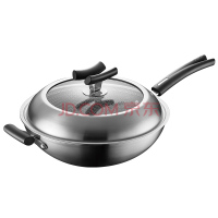 苏泊尔(SUPOR)炒锅不锈钢炒菜锅炒勺X晶盾电磁炉燃气灶通用新款 非可立盖32厘米 CC32JA2 带副耳