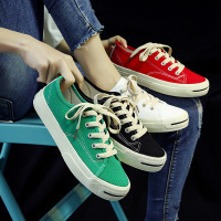 学院风开口笑帆布鞋女学生休闲百搭小白鞋原宿风韩版ins超火板鞋
