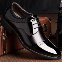 2019春夏季男鞋系带商务正装鞋透气男婚鞋英伦黑色漆皮男士皮鞋