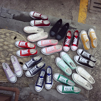 2019夏季女士帆布鞋学生韩版低帮平底鞋情侣百搭板鞋透气黑白球鞋潮鞋