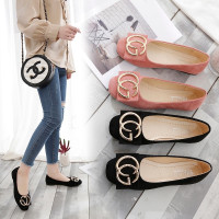 2019春季单鞋新款韩版百搭方头浅口时尚金属平底鞋豆豆鞋平跟女鞋