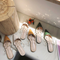 2019春夏新款韩版铆钉拖鞋懒人包头半拖鞋欧美ins女鞋穆勒鞋