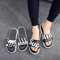 夏季男女情侣一字潮流韩版个性室内外浴室居家洗澡防滑沙滩凉拖鞋
