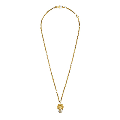 gucci/古驰 金色金属透明水晶狮子头项链412885j1d508062
