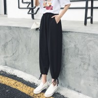 阔腿裤女新款原宿风宽松韩版休闲九分哈伦裤黑色灯笼裤