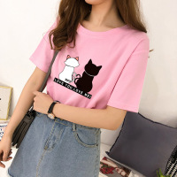 韩国ulzzang女短袖T恤学生宽松猫咪ins半袖t恤