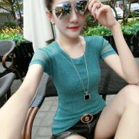 2019夏装新款时尚显瘦网纱T恤女短袖韩版百搭修身半袖T恤上衣潮