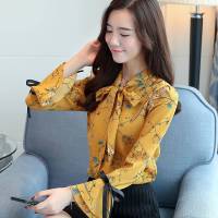 早秋新款女装短袖雪纺衫上衣喇叭袖超仙显瘦打底衫