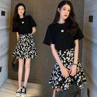夏季韩版小雏菊碎花高腰显瘦半身裙女时尚套装