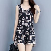 夏新款女背心套装韩版潮流时尚印花瑜伽休闲运动套装