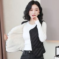 秋冬轻薄修身羽绒棉女士加绒加厚马甲内穿短款保暖棉服