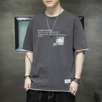 白渠男士T恤2021夏季男新款韩版ins宽松短袖时尚潮流休闲T恤男MD.108