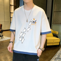 白渠2021新款休闲男士短袖t恤夏季潮牌百搭男生潮流夏装ins宽松上衣服HL.3119