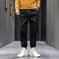 白渠2021春季休闲裤男韩版潮流裤子男运动裤宽松束脚裤男装九分工装裤男裤MF.501