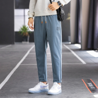 白渠2021新款春季裤子男韩版潮流宽松九分裤休闲裤男运动束脚条纹长裤男装MF.2025