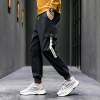白渠2021春季新款休闲裤男士长裤韩版宽松束脚九分裤哈伦工装裤潮男裤MF.507