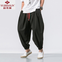 俞兆林(YUZHAOLIN)夏季男装裤子唐装哈伦裤中国风宽松小脚灯笼裤束脚吊裆九分阔腿裤