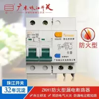 珠江开关 ZKH1 2P 63A 智能断路器 防火型 漏电空气开关 ZKH1-63 2P 63A FH