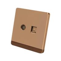 86型香槟金大板无框开关插座面板电视网络网线插座TV电脑插座