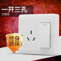 墙壁面板一开三孔空调热水器16A 大功率明装线插座带开关用