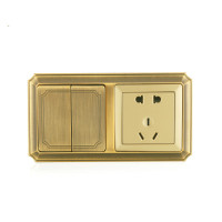 青铜开关插座90型连体二位二开五孔别墅宾馆欧美式面板