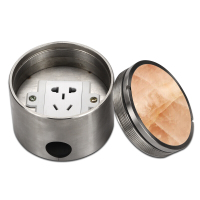 圆形螺旋式大理石地插座304不锈钢防水 100mm隐藏式五孔地面插座