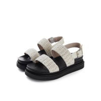 拉夏贝尔凉鞋女2019夏季新款绒面厚底女鞋百搭时尚晚晚鞋