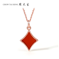 周大生金镶玉吊坠女K金玉髓挂坠可配项链扑克国潮首饰大赢家系列