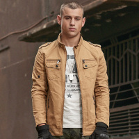 军旅型男夹克男修身加大加肥大码男装秋冬外套复古机车风军迷服饰 JH-2801