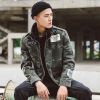 简号青少年迷彩纯棉夹克外套男个性迷彩印花帅气型男男生上衣外套茄克DS317