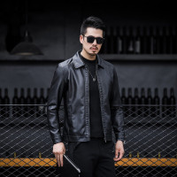 简号品牌男士商务休闲水洗皮衣夹克外套男防风防水秋冬绅士时尚保暖上衣茄克 BS2037