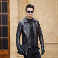 简号品质男士商务休闲水洗皮衣夹克外套男防风防水春秋冬绅士时尚保暖上衣茄克外套 BS2037