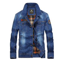 简号男士春秋工装牛仔夹克外套男中青年翻领耐磨商务休闲修身多口袋牛仔茄克大码男装外套 LW3259
