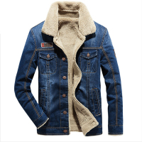 简号秋冬牛仔夹克外套男加绒加厚毛领时尚休闲牛仔棉衣棉服商务茄克男多口袋大码男装型男牛仔夹克外套 808加绒