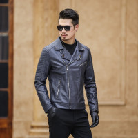 简号青年斜拉链机车皮衣夹克男翻领防风防水保暖拉链袖口夹克上衣多口袋秋冬男装茄克外套 BS1713