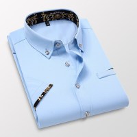 简号男士帅气夏季短袖衬衫男新款商务休闲修身潮流免烫帅哥靓仔男装碎花职业装衬衣男 青CC2730