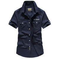 简号品质纯棉短袖衬衫男夏季男士开衫多口袋吸汗透气短袖衬衣男士硬汉户外商务休闲衬衣男 BC9602