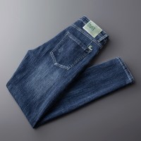 简号潮牌型男牛仔裤男青少年加厚款韩版修身时尚潮流休闲纯色蓝色弹力秋冬小脚裤百搭休闲牛仔裤 青CCB505-