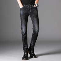 简号潮牌弹力四季牛仔裤男青少年型男韩版修身时尚潮流休闲纯色小脚裤百搭牛仔休闲裤 DM1831
