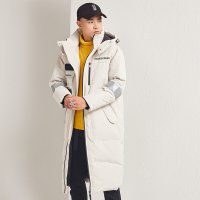 简号潮流白鸭绒羽绒服男中长款冬季新款加厚白鸭绒防风韩版潮流长款过膝青年情侣羽绒外套 青CCYR268