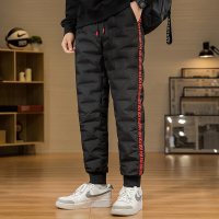 简号羽绒裤男2021新款冬季加厚保暖防风御寒时尚休闲潮流简约舒适白鸭绒束脚裤外穿防寒运动裤男 青CCYRK074‘’