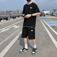 夏季新品运动休闲套装男短裤男五分裤潮流青少年男士薄款沙短袖套装男