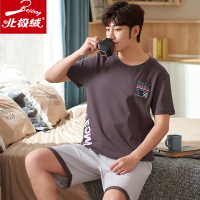 北极绒男士夏季短袖棉薄款休闲运动套装032-CXM-棉短裤短袖套装男